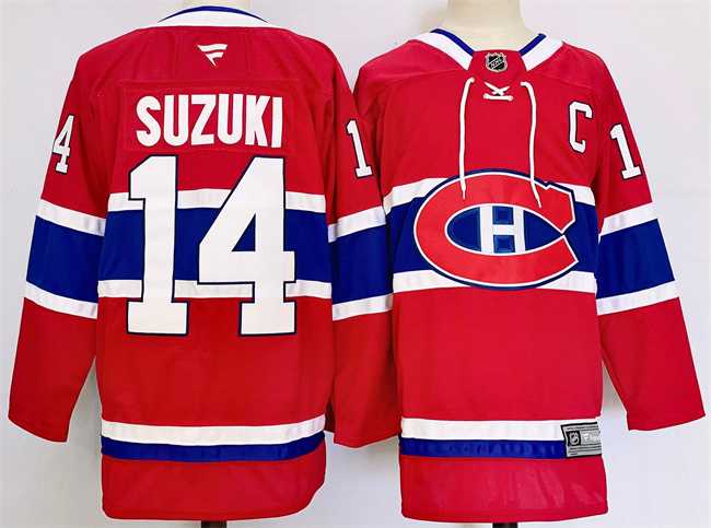 Men%27s Montreal Canadiens #14 Nick Suzuki Red 2024-25 Stitched Jersey